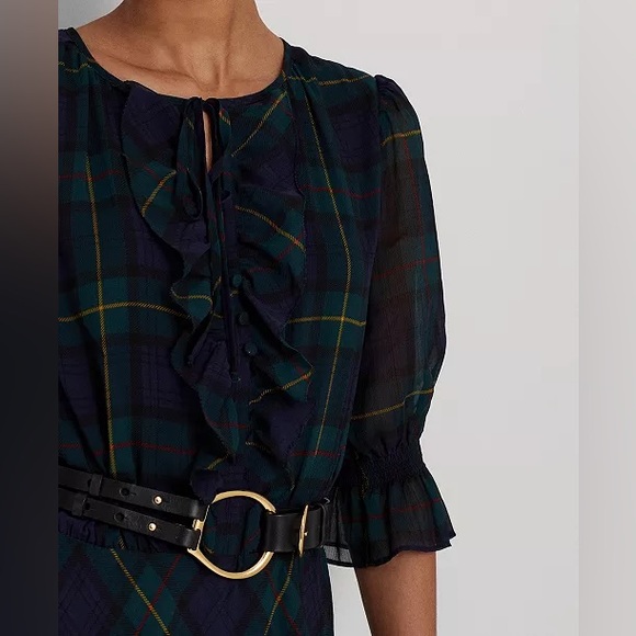 Ralph Lauren Dresses & Skirts - Ralph Lauren Plaid Crinkle Georgette Dress. Size 2